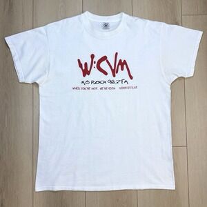 VTG Y2K W:CM 98.7 FM Mens XL Radio Station Single Stitch T Shirt White Delta Pro